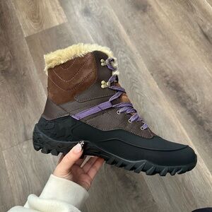 Merrell Brown and Black Winter Boots with Purple Accents